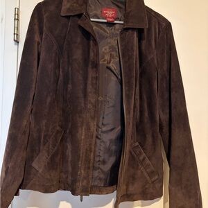 Eddie Bauer Dark Brown Suede Zip Jacket